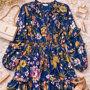 👗 Southern Fried Chics Floral Tiered Boho Dress XXL Peasant Style Smocked Waist